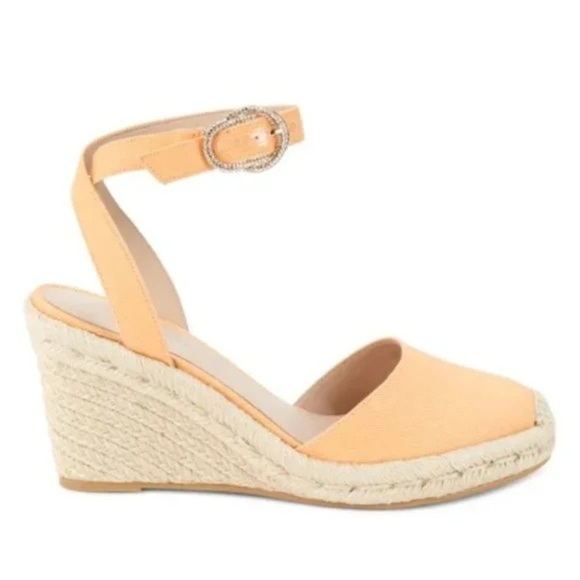 Stuart Weitzman Shoes - Stuart Weitzman - Orange Espadrille Crystal Strap Wedges - Size US 8.5